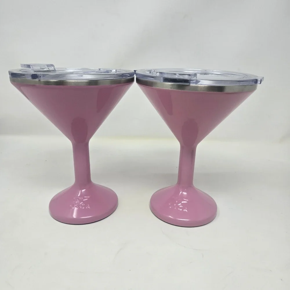 ORCA Martini Tumbler Set of 2 Pink 8oz Insulated Stainless Steel Cocktail Glasse